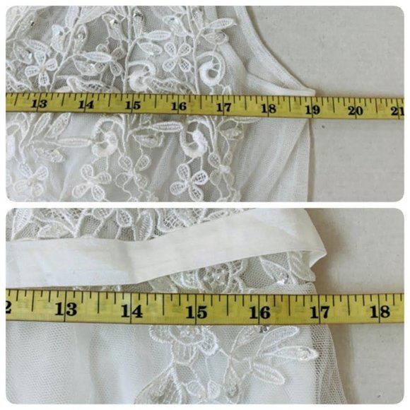 Ever Pretty V-Neck Lace Appliques Tulle Wedding Evening Gown Sz 16 White - Picture 9 of 11